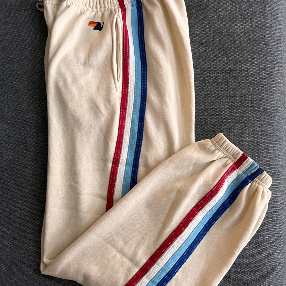 Aviator Nation Rare Collab All Star NBA Sweatpants 5 Stripe Red White Blue XL
